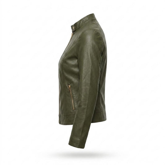 Gentleman Code - Denid | Tailliert Unifarben Lederjacke Damen