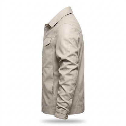 Gentleman Code - Nezad | Geknöpft Glatt Lederjacke Herren