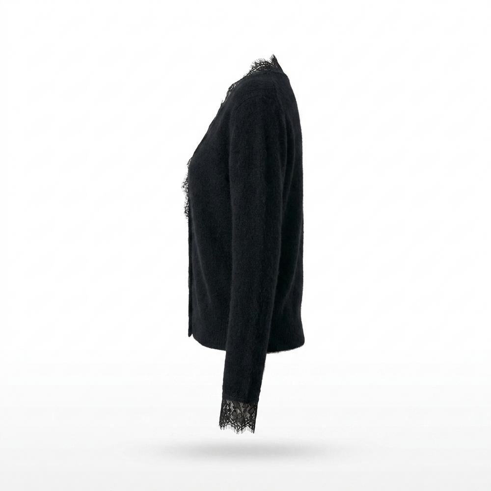 Nobleman Code - Mutud | Langärmlige Spitzenbesetzte Strickjacke Damen