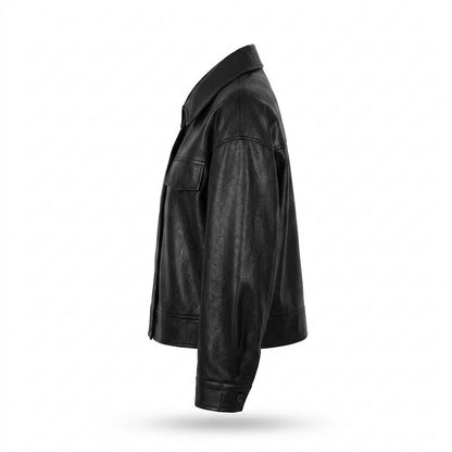 Nobleman Code - Lehis | Kurz Geschnittene Geknöpfte Lederjacke Damen