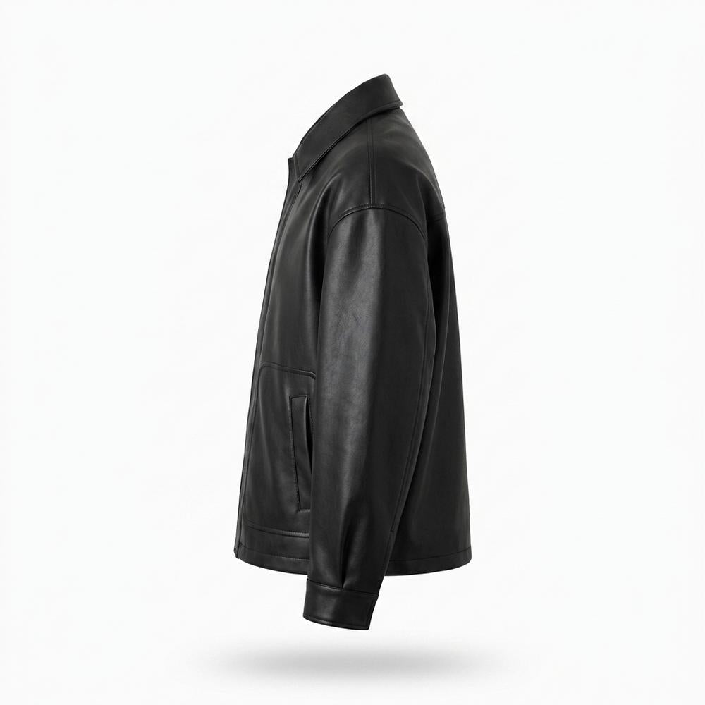 Gentleman Code - Yozur | Locker Geschnittene Geknöpfte Lederjacke Herren