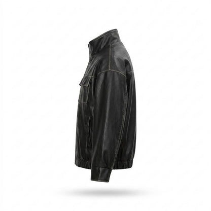 Gentleman Code - Renon | Hochschließende Gewaschene Lederjacke Unisex