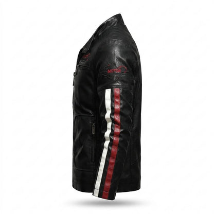 Gentleman Code - Nehom | Tailliert Bestickt Lederjacke Herren