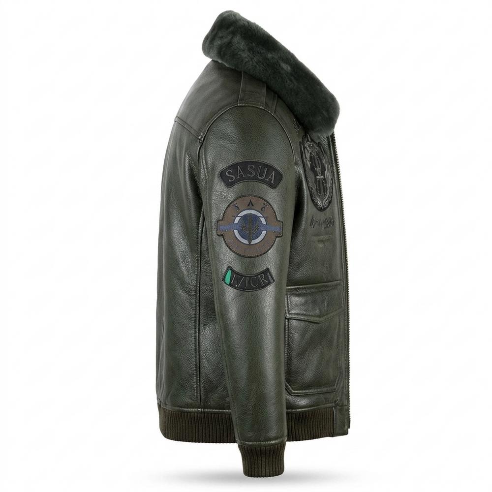 Gentleman Code - Aigad | Gefüttert Bestickt Lederjacke Herren