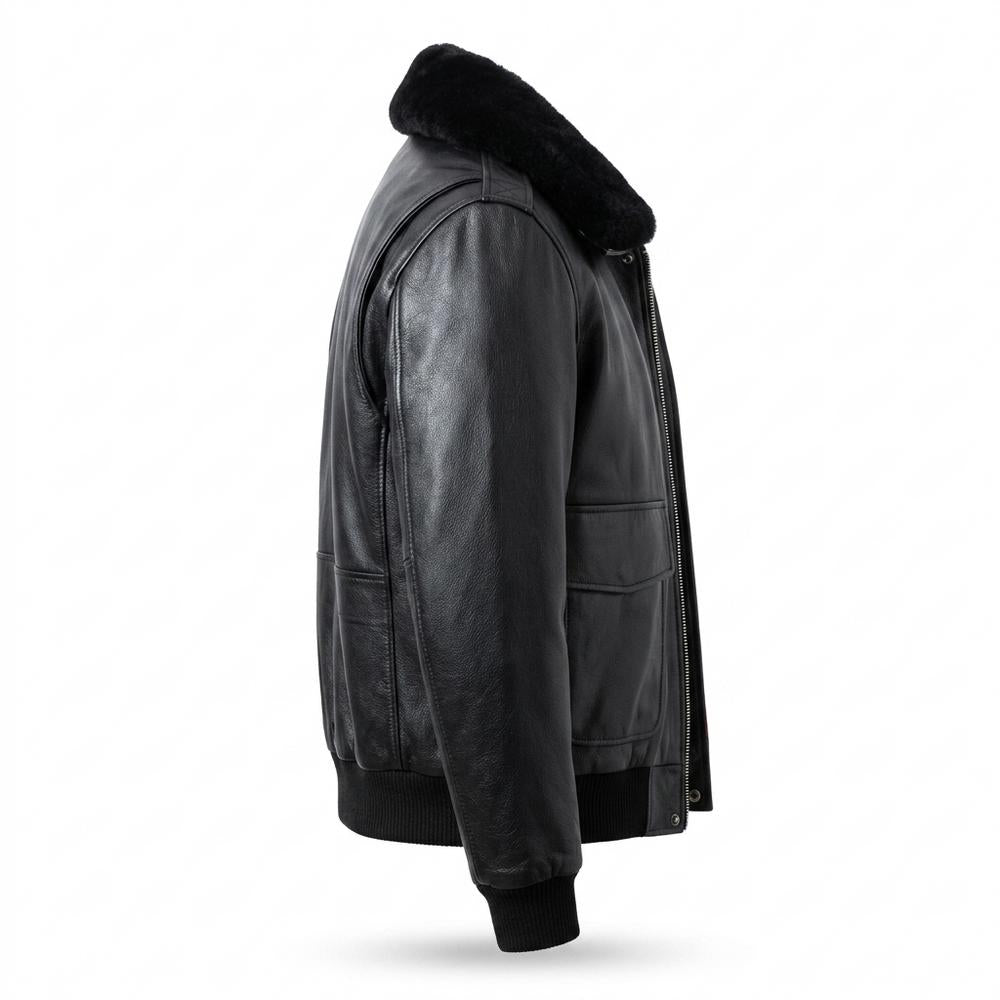 Nobleman Code - Vivan | Gefüttert Fellkragen Lederjacke Herren