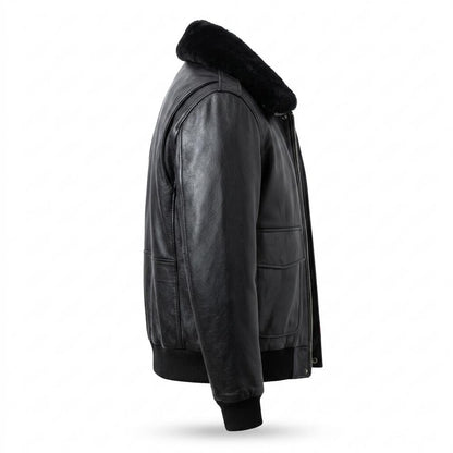 Nobleman Code - Vivan | Gefüttert Fellkragen Lederjacke Herren