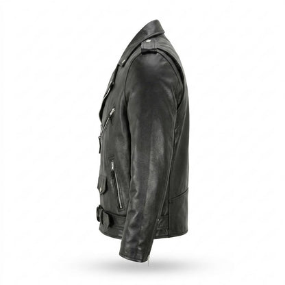 Gentleman Code - Surak | Asymmetrische Gegürtete Lederjacke Unisex