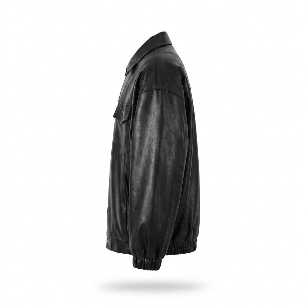 Gentleman Code - Aekiv | Weite Geknöpfte Lederjacke Unisex
