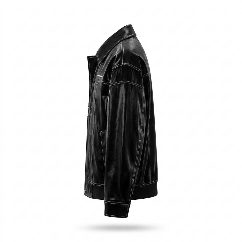 Gentleman Code - Kehom | Glänzend Kontrastgesteppt Lederjacke Unisex
