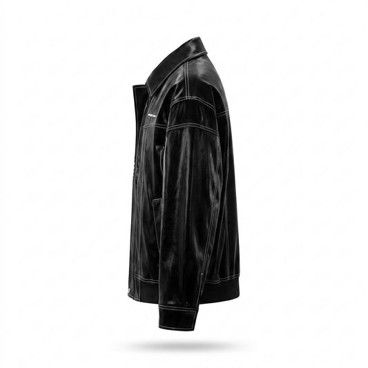 Nobleman Code - Kehom | Glänzend Kontrastgesteppt Lederjacke Unisex