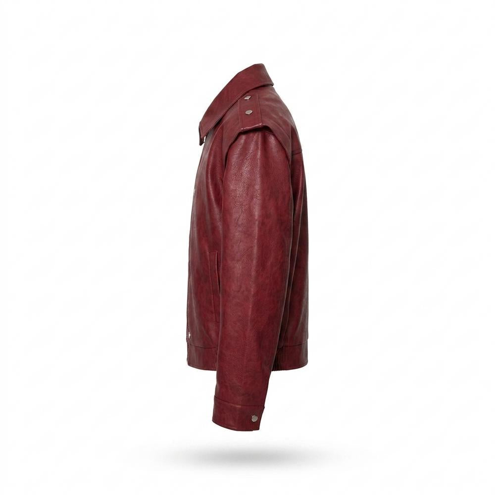 Gentleman Code - Cower | Glatte Geknöpfte Lederjacke Herren