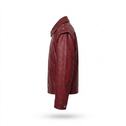 Gentleman Code - Cower | Glatte Geknöpfte Lederjacke Herren