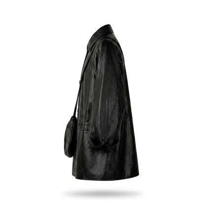 Gentleman Code - Eedan | Geknöpft Oversized Ledermantel Unisex