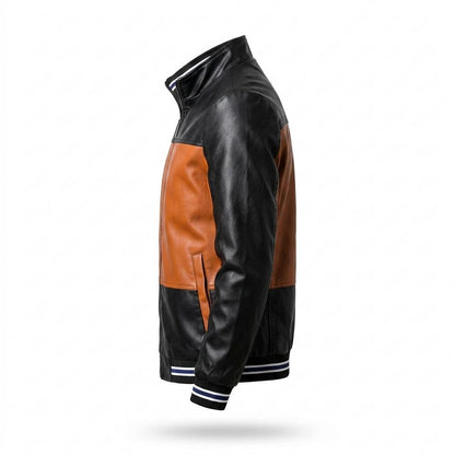 Gentleman Code - Mafuk | Mehrfarbige Kurzgeschnittene Lederjacke Herren
