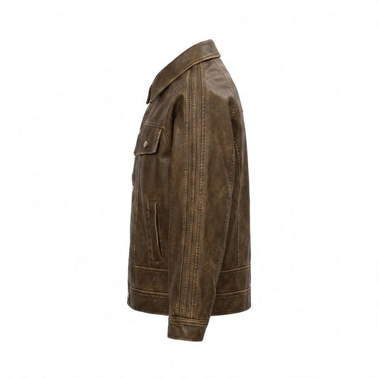Nobleman Code - Zipas | Gewaschen Geknöpft Lederjacke Unisex