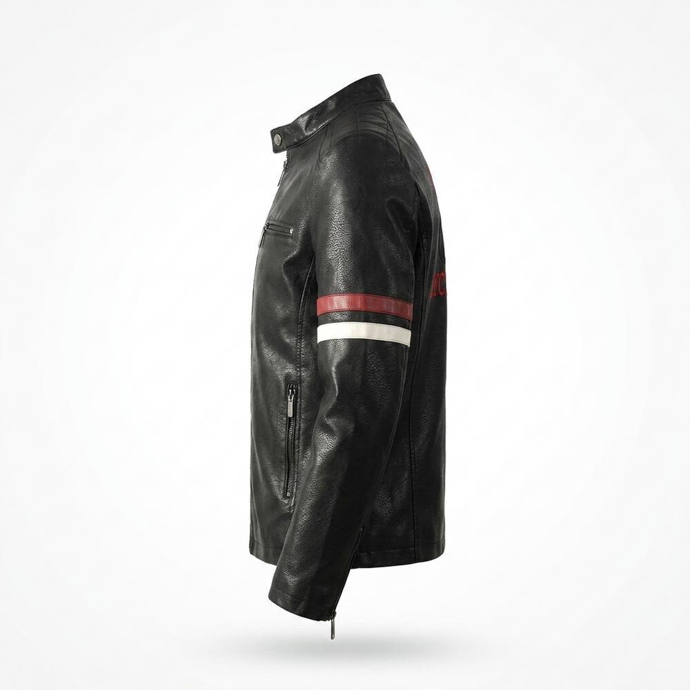 Gentleman Code - Aowor | Bestickt Gestreift Lederjacke Herren