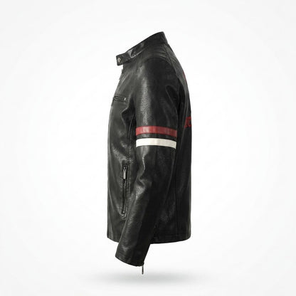 Gentleman Code - Aowor | Bestickt Gestreift Lederjacke Herren