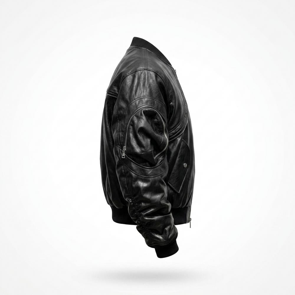 Gentleman Code - Yizek | Geraffte Strukturierte Lederjacke Unisex