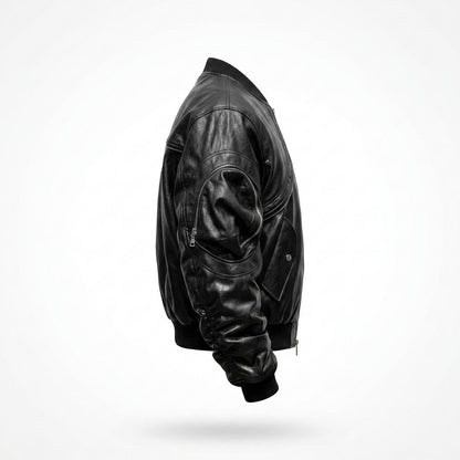 Gentleman Code - Yizek | Geraffte Strukturierte Lederjacke Unisex