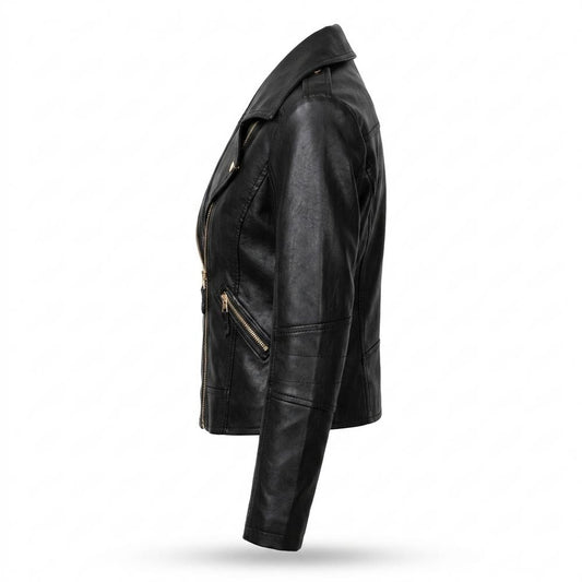 Nobleman Code - Ronik | Asymmetrisch Tailliert Lederjacke Damen