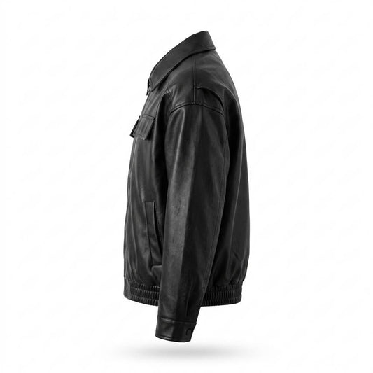 Gentleman Code - Cafuk | Gefütterte Locker Geschnittene Lederjacke Unisex