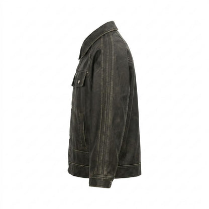 Nobleman Code - Vosal | Gewaschene Geknöpfte Lederjacke Unisex