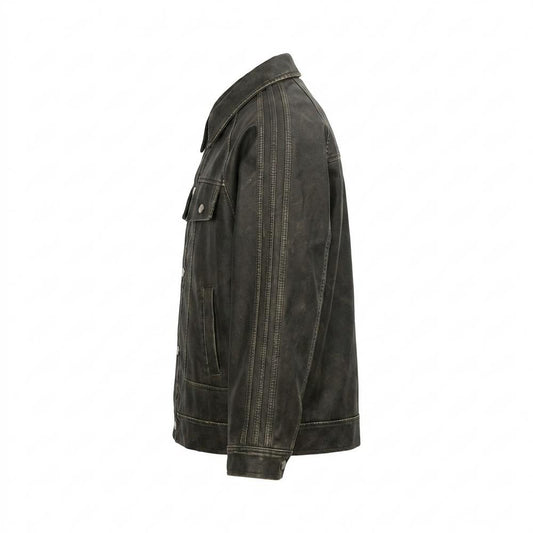 Nobleman Code - Vosal | Gewaschene Geknöpfte Lederjacke Unisex