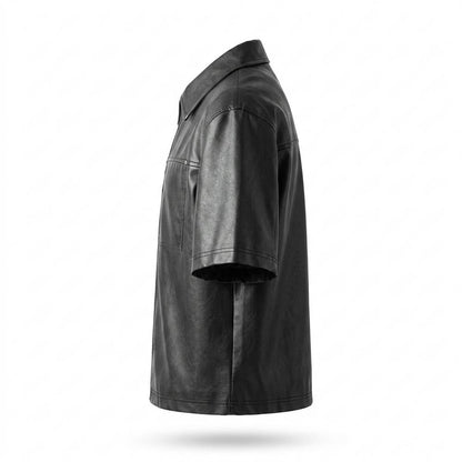 Gentleman Code - Civus | Kurzärmlige Glatte Lederjacke Herren