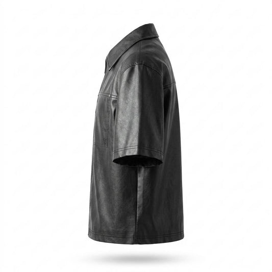 Gentleman Code - Civus | Kurzärmlige Glatte Lederjacke Herren