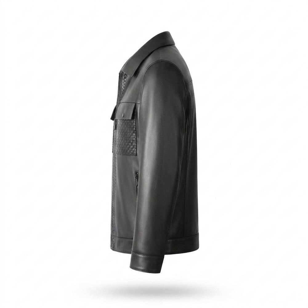 Gentleman Code - Corum | Geflochten Gezippt Lederjacke Herren