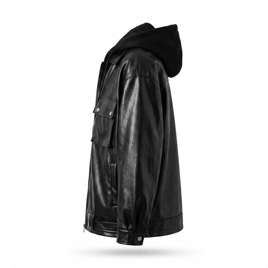 Nobleman Code - Lutot | Gefütterte Weit Geschnittene Lederjacke Herren