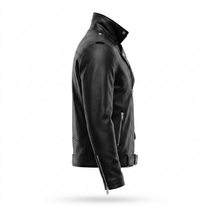 Gentleman Code - Lamon | Asymmetrisch Gegürtet Lederjacke Herren