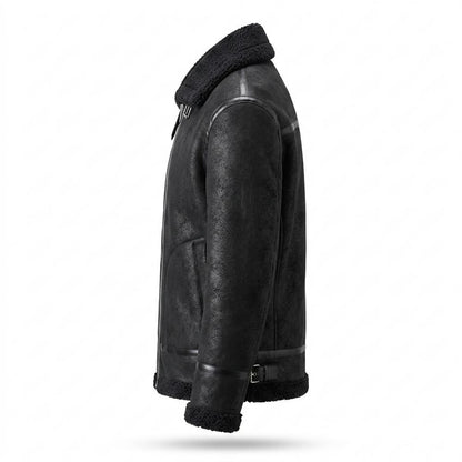 Nobleman Code - Nafen | Gefütterte Reißverschluss Lederjacke Herren