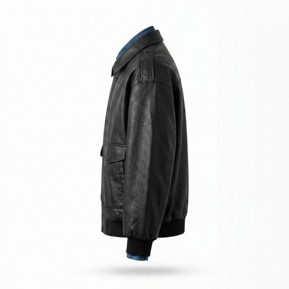 Gentleman Code - Vevan | Gefütterte Gerippte Lederjacke Herren