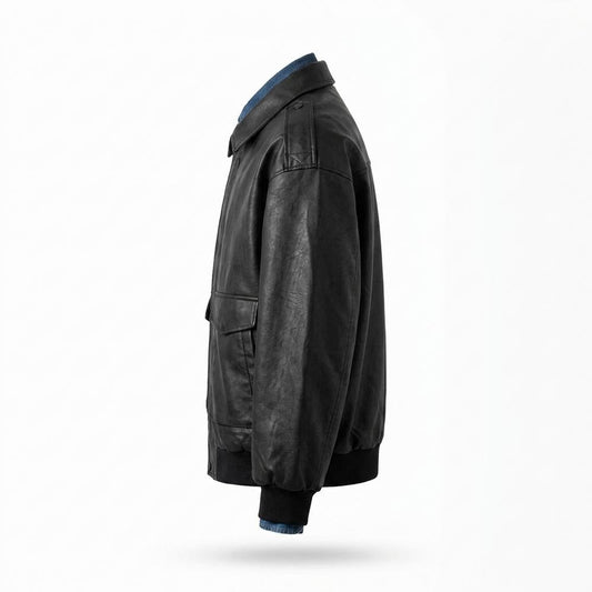 Nobleman Code - Vevan | Gefütterte Gerippte Lederjacke Herren