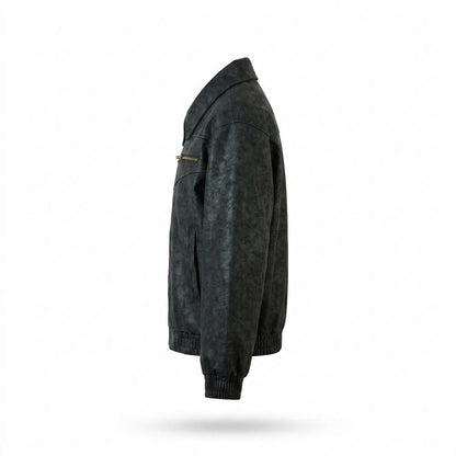 Gentleman Code - Nakom | Strukturierte Gefütterte Lederjacke Unisex