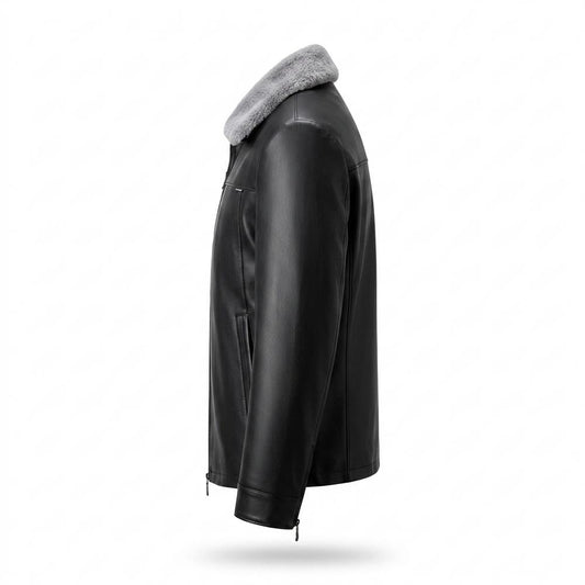 Nobleman Code - Sular | Gefütterte Pelzbesetzte Lederjacke Herren