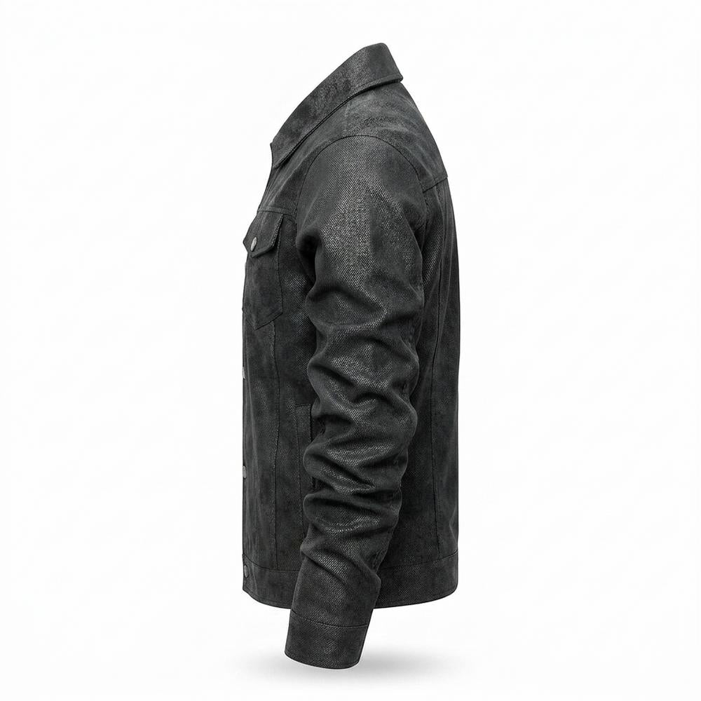 Nobleman Code - Koler | Strukturiert Geknöpft Lederjacke Herren