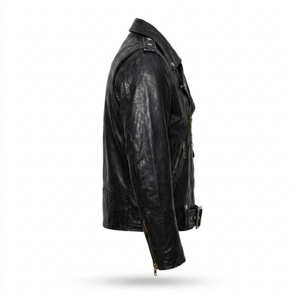 Gentleman Code - Sokos | Asymmetrisch Gegürtelt Lederjacke Unisex