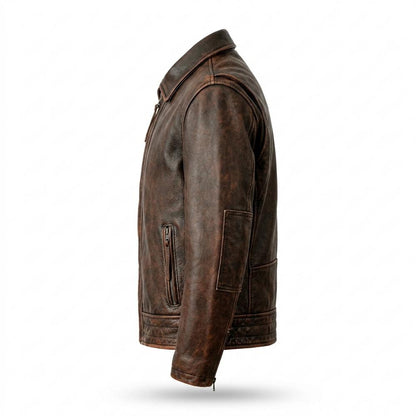 Gentleman Code - Zaren | Genarbt Gefüttert Lederjacke Herren